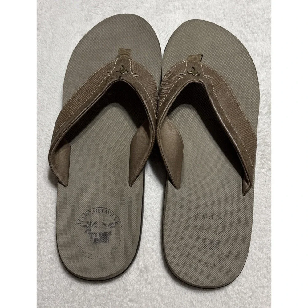 Margaritaville Harborside Flip Flop Mens Size 14 Sandals Brown Palm Tree Thongs